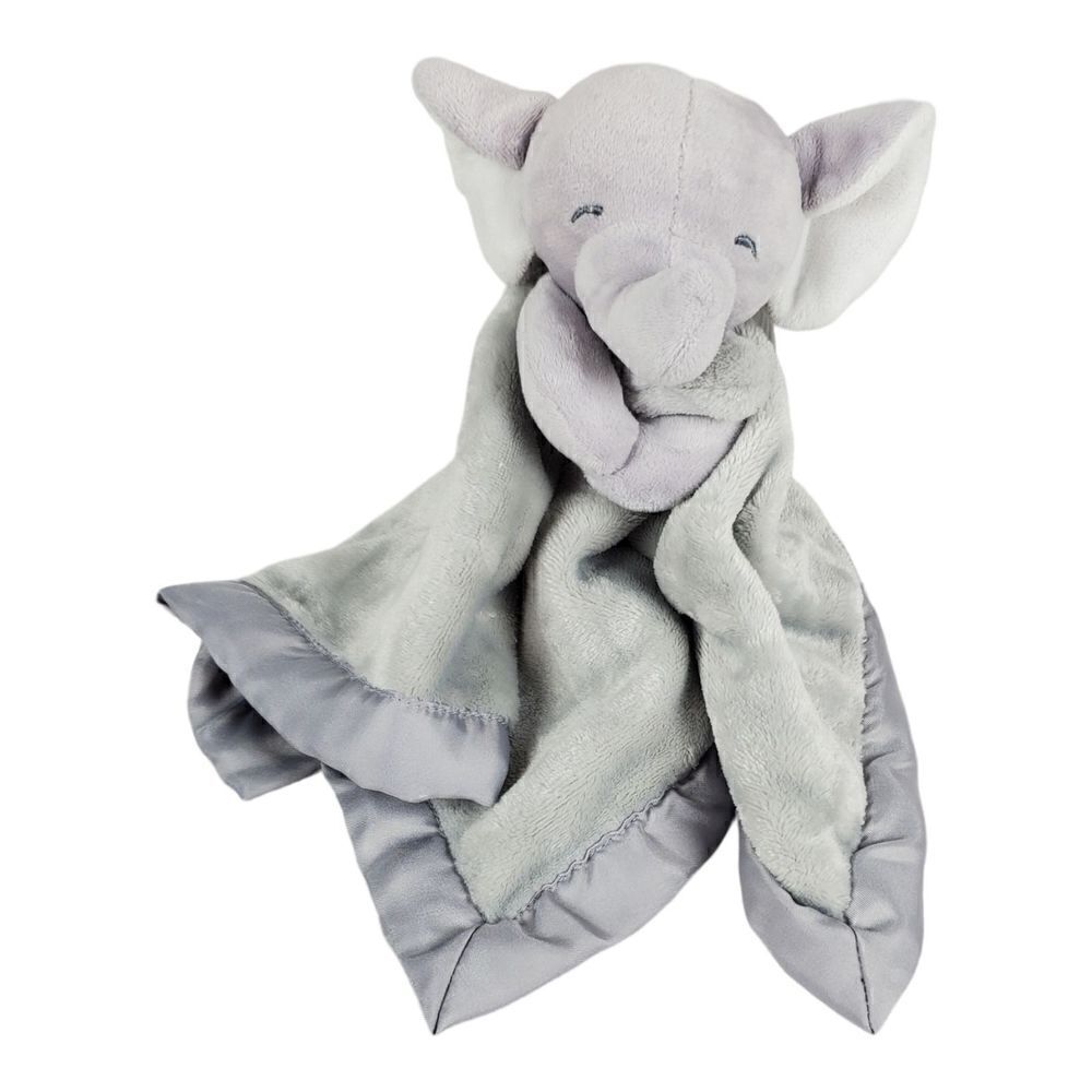 Carter’s Elephant Grey Security Blanket Lovey Baby Plush Toy Satin Back 14x14